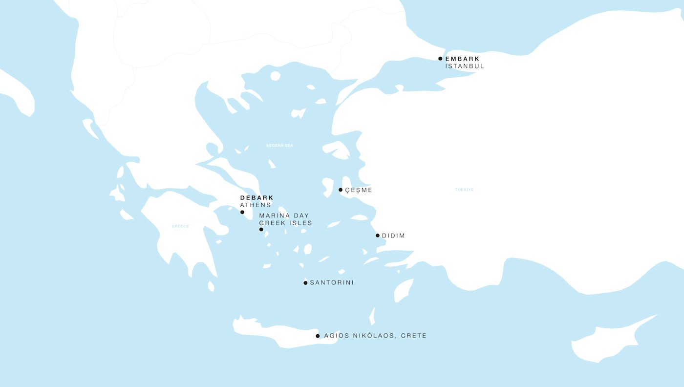 Carte de l’itinéraire Four Seasons Two, Istanbul → Athènes