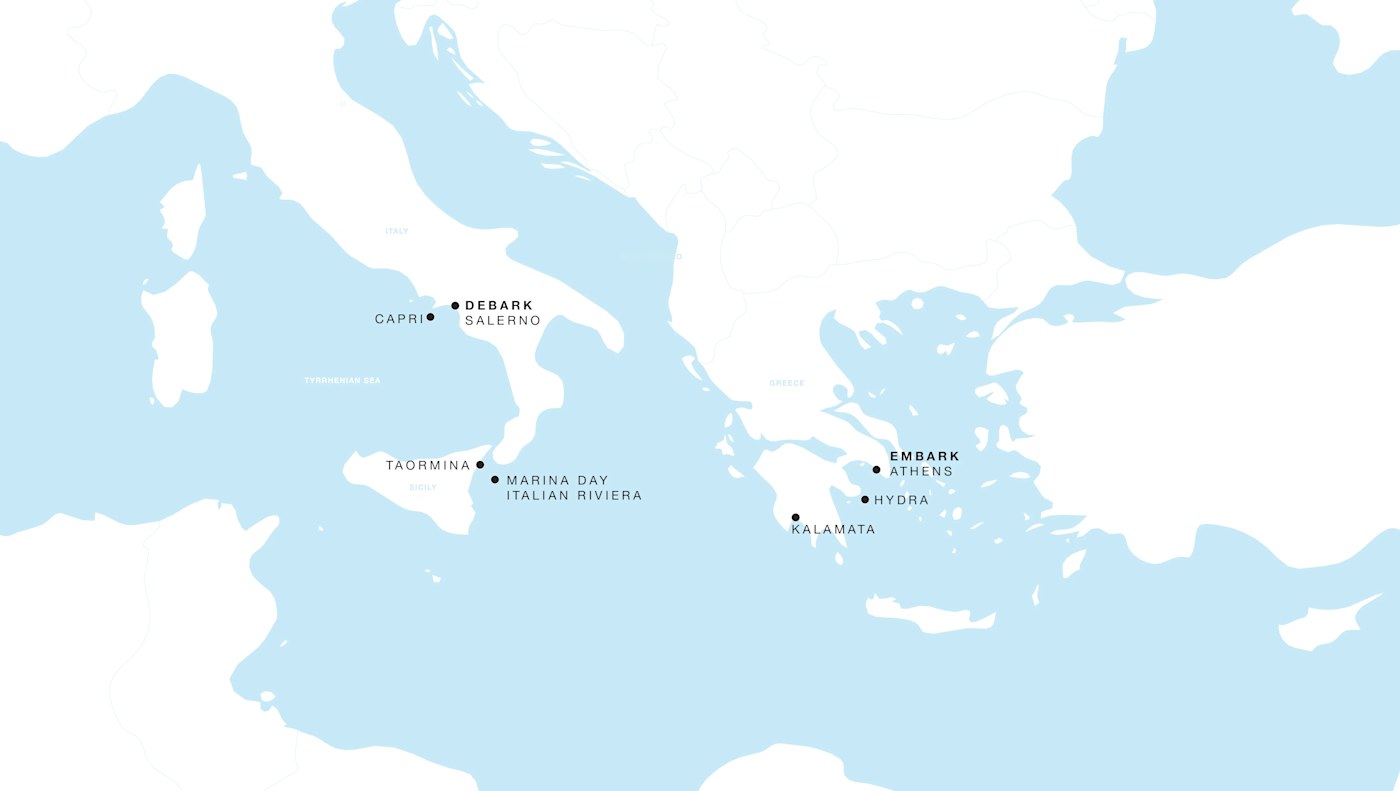 Carte de l’itinéraire Four Seasons Two, Athènes → Salerno