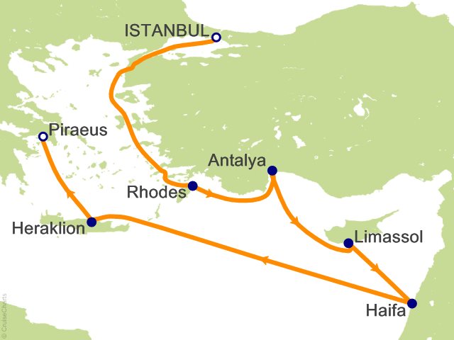 Carte de l’itinéraire Allura, Istanbul → Athènes (Le Pirée)