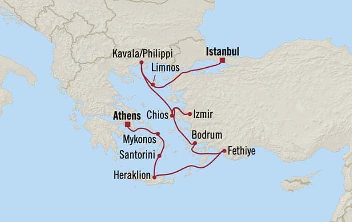 Carte de l’itinéraire Allura, Athènes (Le Pirée) → Istanbul