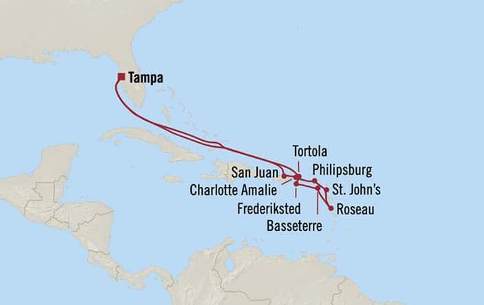 Carte de l’itinéraire Insignia, Aller-retour au départ de Tampa