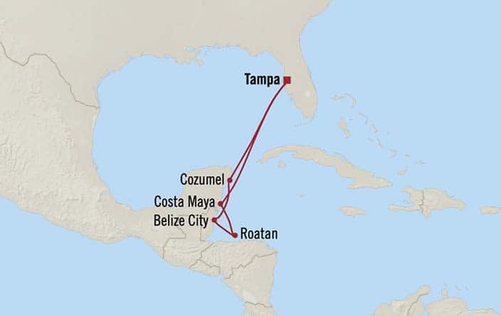 Carte de l’itinéraire Insignia, Aller-retour au départ de Tampa