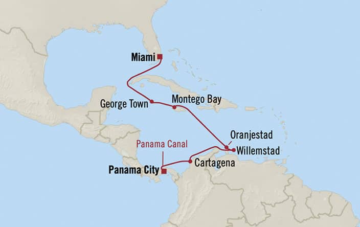 Carte de l’itinéraire Insignia, Panama → Miami