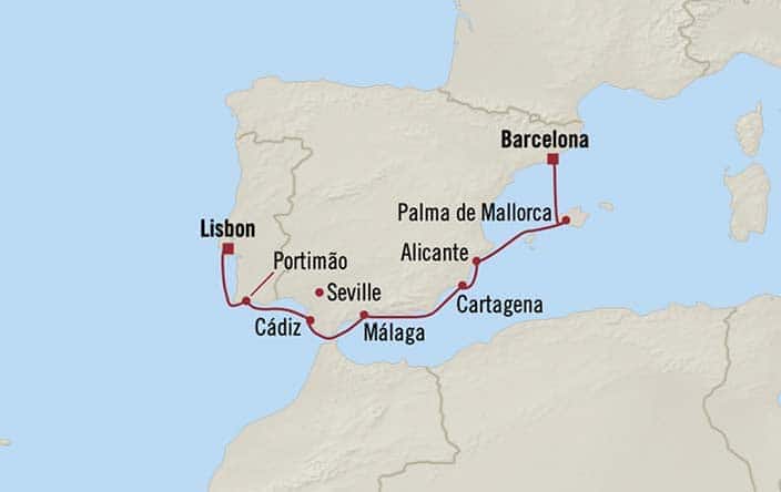Carte de l’itinéraire Insignia, Barcelone → Lisbonne