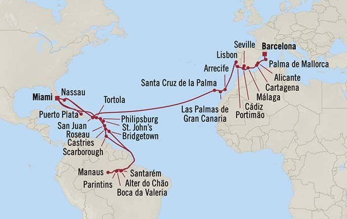 Carte de l’itinéraire Insignia, Barcelone → Miami