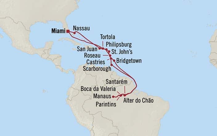 Carte de l’itinéraire Insignia, Aller-retour au départ de Miami