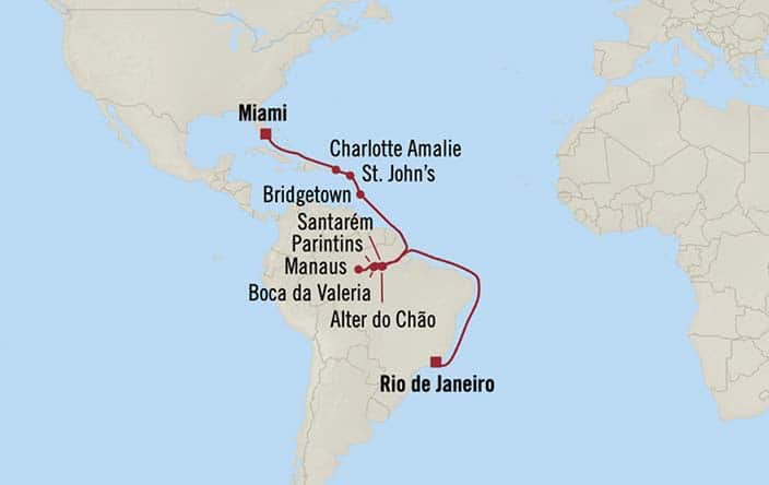 Carte de l’itinéraire Insignia, Rio de Janeiro → Miami