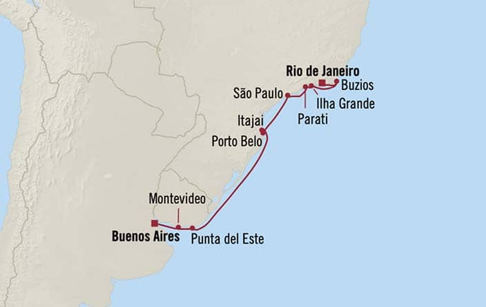 Carte de l’itinéraire Marina, Buenos Aires → Rio de Janeiro