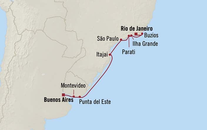 Carte de l’itinéraire Marina, Buenos Aires → Rio de Janeiro