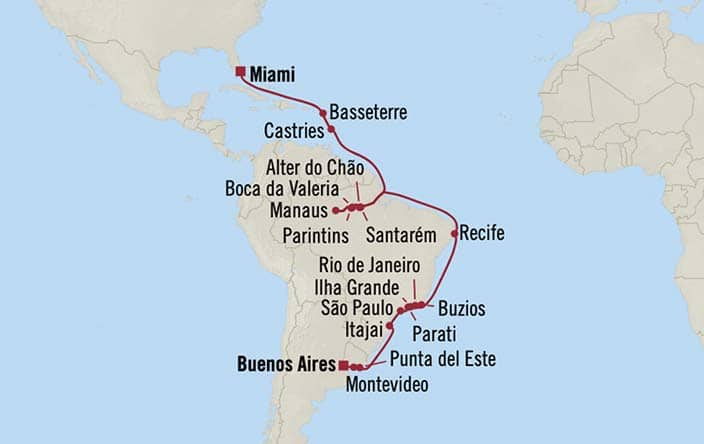 Carte de l’itinéraire Marina, Buenos Aires → Miami