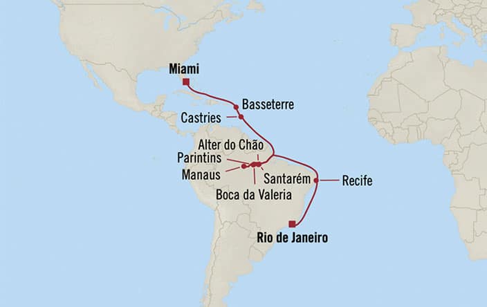 Carte de l’itinéraire Marina, Rio de Janeiro, Brésil → Miami