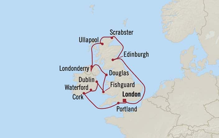 Carte de l’itinéraire Marina, Aller-retour au départ de Londres (Southampton)