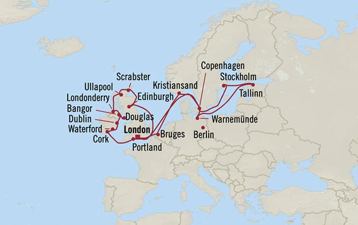 Carte de l’itinéraire Marina, Aller-retour au départ de Londres (Southampton)
