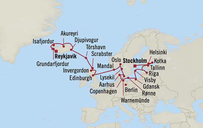 Carte de l’itinéraire Marina, Stockholm → Reykjavík