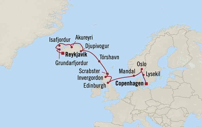 Carte de l’itinéraire Marina, Copenhague → Reykjavík