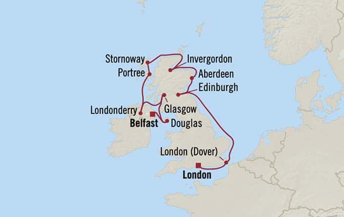 Carte de l’itinéraire Marina, Londres (Southampton) → Belfast