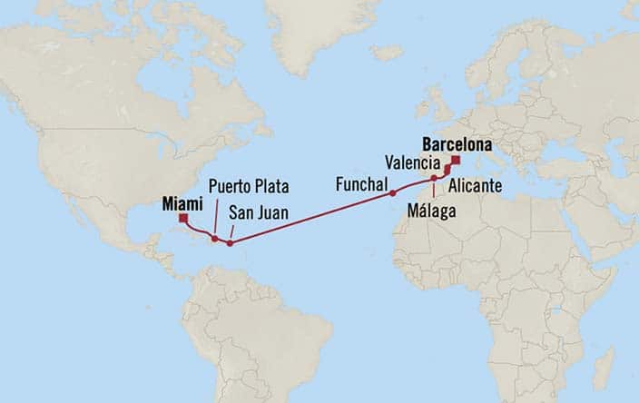 Carte de l’itinéraire Marina, Barcelone → Miami