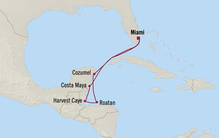 Carte de l’itinéraire Marina, Aller-retour au départ de Miami