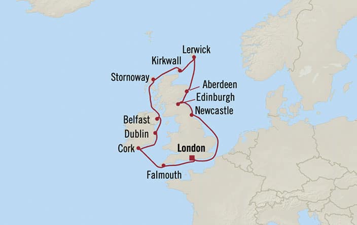 Carte de l’itinéraire Marina, Aller-retour au départ de Londres (Southampton)