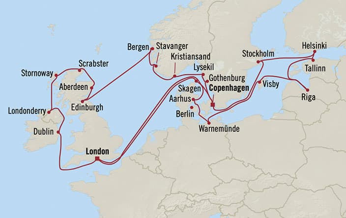 Carte de l’itinéraire Marina, Londres (Southampton) → Copenhague