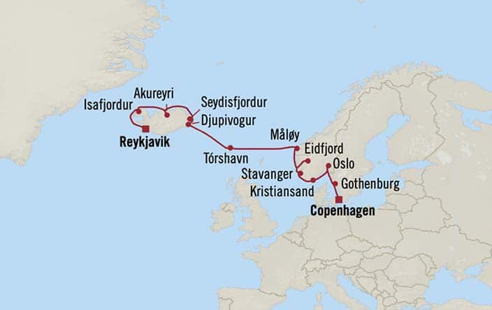 Carte de l’itinéraire Marina, Copenhague → Reykjavík