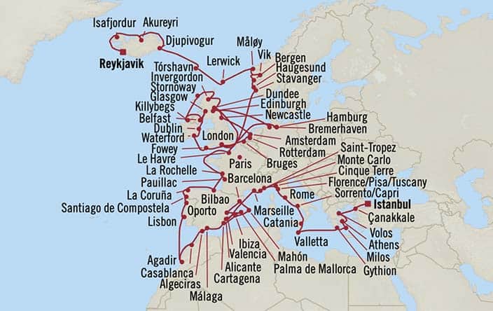 Carte de l’itinéraire Marina, Reykjavík → Istanbul