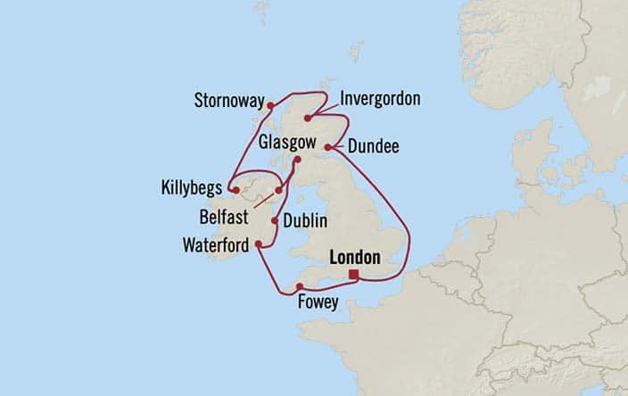 Carte de l’itinéraire Marina, Aller-retour au départ de Londres (Southampton)