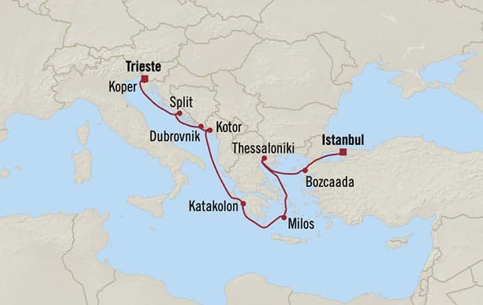 Carte de l’itinéraire Marina, Istanbul → Trieste