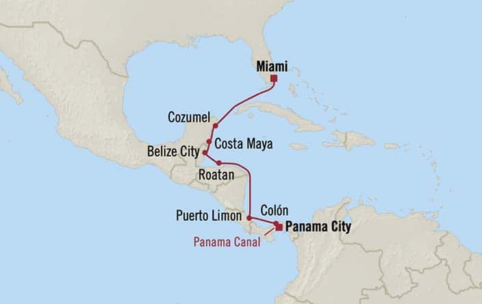 Carte de l’itinéraire Marina, Miami → Panama