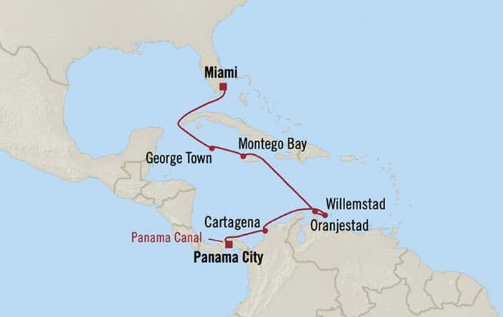 Carte de l’itinéraire Marina, Miami → Panama
