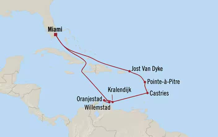 Carte de l’itinéraire Nautica, Aller-retour au départ de Miami