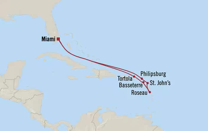 Carte de l’itinéraire Nautica, Aller-retour au départ de Miami