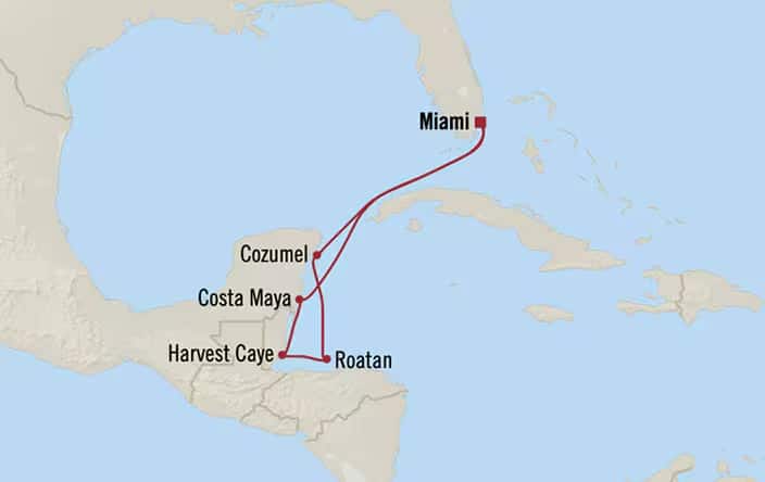 Carte de l’itinéraire Nautica, Aller-retour au départ de Miami