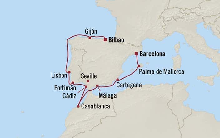 Carte de l’itinéraire Nautica, Barcelone → Bilbao