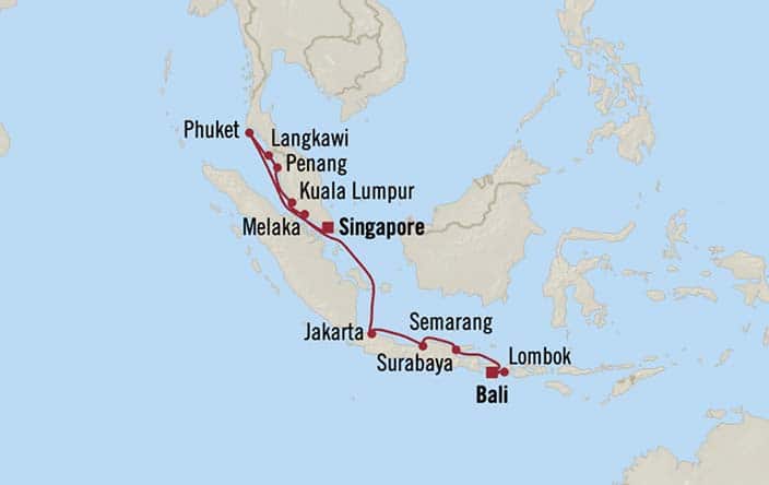 Carte de l’itinéraire Nautica, Singapour → Bali (Benoa)