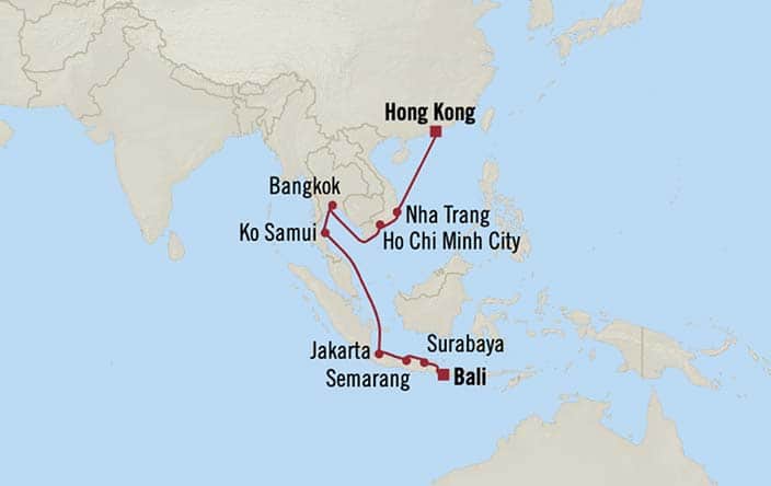 Carte de l’itinéraire Nautica, Bali (Benoa) → Hong Kong