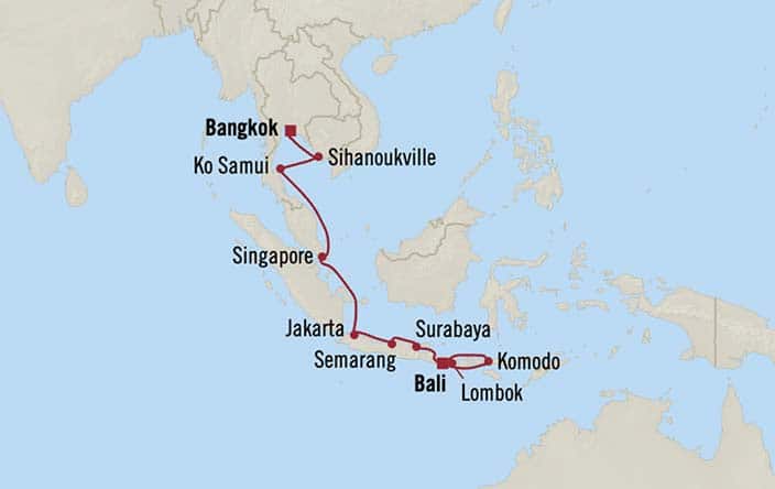 Carte de l’itinéraire Nautica, Bali (Benoa) → Bangkok