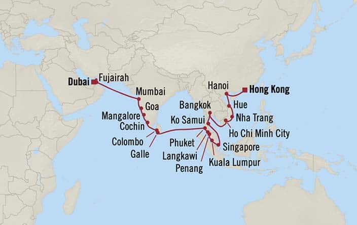 Carte de l’itinéraire Nautica, Hong Kong → Dubai