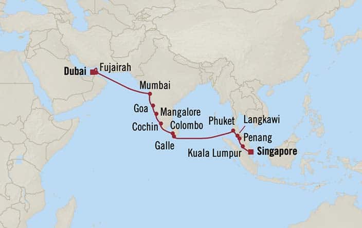 Carte de l’itinéraire Nautica, Singapour → Dubai