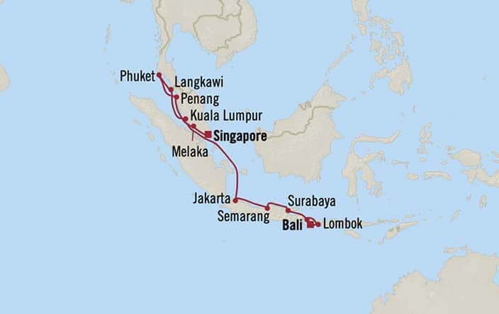 Carte de l’itinéraire Regatta, Bali (Benoa), Indonésie → Singapour