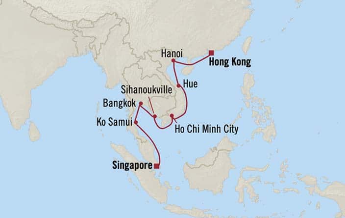 Carte de l’itinéraire Regatta, Singapour → Hong Kong