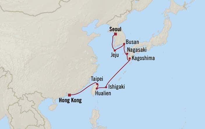 Carte de l’itinéraire Regatta, Hong Kong → Seoul (Incheon)
