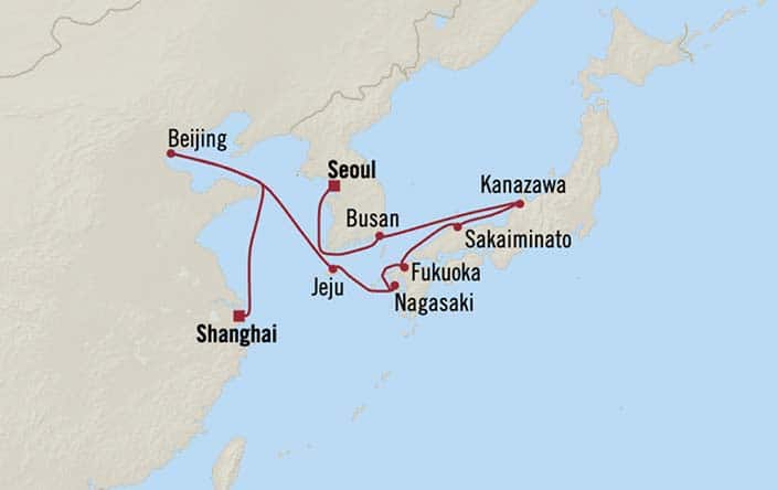 Carte de l’itinéraire Regatta, Seoul (Incheon) → Shanghai