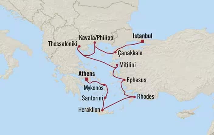 Carte de l’itinéraire Regatta, Istanbul → Athènes (Le Pirée)