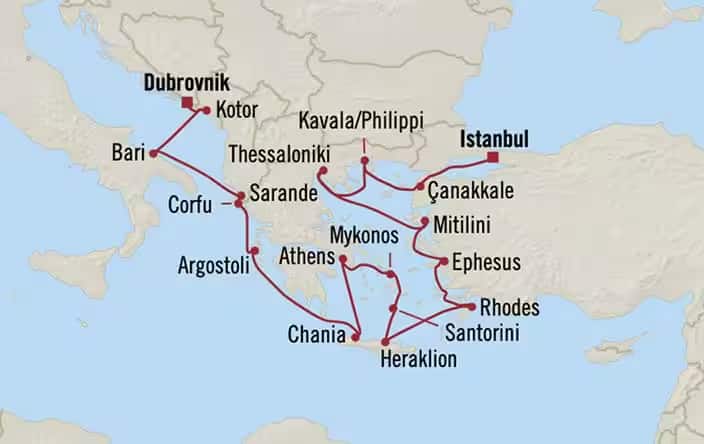 Carte de l’itinéraire Regatta, Istanbul → Dubrovnik