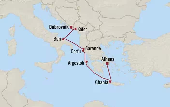 Carte de l’itinéraire Regatta, Athènes (Le Pirée) → Dubrovnik