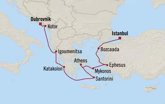 Carte de l’itinéraire Regatta, Dubrovnik → Istanbul
