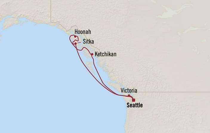 Carte de l’itinéraire Riviera, Aller-retour au départ de Seattle