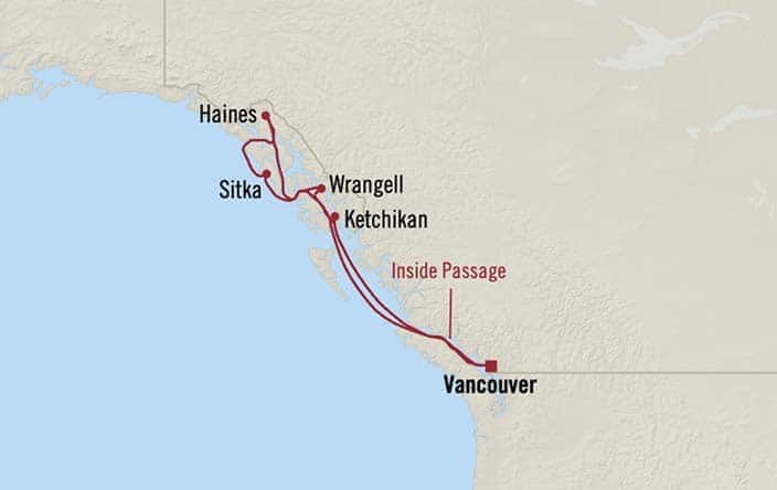Carte de l’itinéraire Riviera, Aller-retour au départ de Vancouver