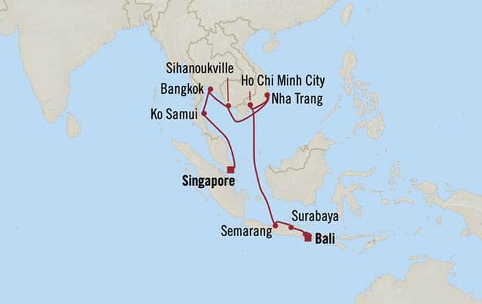 Carte de l’itinéraire Riviera, Bali (Benoa) → Singapour